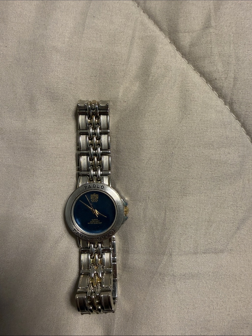 Paolo Two-Tone Bracelet Watch with Blue Dial